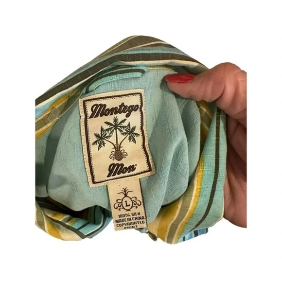 Montego Mon Tropical Silk Short Sleeve Shirt Size L‎ - Picture 4 of 4